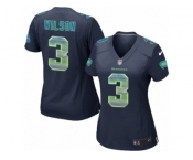 Women's Nike Seattle Seahawks #3 Russell Wilson Limited Navy Blue Strobe NFL Jersey