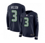 Women's Nike Seattle Seahawks #3 Russell Wilson Limited Navy Blue Therma Long Sleeve NFL Jersey
