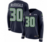 Women's Nike Seattle Seahawks #30 Bradley McDougald Limited Navy Blue Therma Long Sleeve NFL Jersey