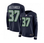 Women's Nike Seattle Seahawks #37 Shaun Alexander Limited Navy Blue Therma Long Sleeve NFL Jersey