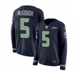 Women's Nike Seattle Seahawks #5 Alex McGough Limited Navy Blue Therma Long Sleeve NFL Jersey