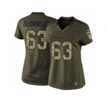 Women's Nike Seattle Seahawks #63 Mark Glowinski Limited Green Salute to Service NFL Jersey