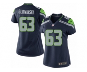 Women's Nike Seattle Seahawks #63 Mark Glowinski Limited Steel Blue Team Color NFL Jersey