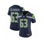 Women's Nike Seattle Seahawks #63 Mark Glowinski Vapor Untouchable Limited Steel Blue Team Color NFL Jersey