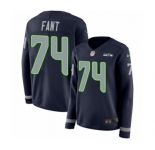 Women's Nike Seattle Seahawks #74 George Fant Limited Navy Blue Therma Long Sleeve NFL Jersey