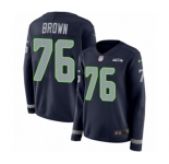 Women's Nike Seattle Seahawks #76 Duane Brown Limited Navy Blue Therma Long Sleeve NFL Jersey