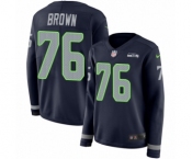 Women's Nike Seattle Seahawks #76 Duane Brown Limited Navy Blue Therma Long Sleeve NFL Jersey