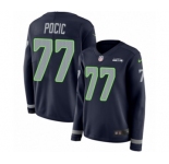 Women's Nike Seattle Seahawks #77 Ethan Pocic Limited Navy Blue Therma Long Sleeve NFL Jersey