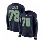 Women's Nike Seattle Seahawks #78 D.J. Fluker Limited Navy Blue Therma Long Sleeve NFL Jersey