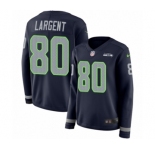 Women's Nike Seattle Seahawks #80 Steve Largent Limited Navy Blue Therma Long Sleeve NFL Jersey