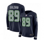 Women's Nike Seattle Seahawks #89 Doug Baldwin Limited Navy Blue Therma Long Sleeve NFL Jersey