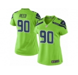 Women's Nike Seattle Seahawks #90 Jarran Reed Limited Green Rush NFL Jersey