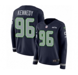 Women's Nike Seattle Seahawks #96 Cortez Kennedy Limited Navy Blue Therma Long Sleeve NFL Jersey