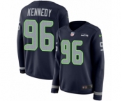 Women's Nike Seattle Seahawks #96 Cortez Kennedy Limited Navy Blue Therma Long Sleeve NFL Jersey