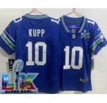 Women's Seattle Seahawks #10 Cooper Kupp Limited Blue Super Bowl LX Vapor Vapor Jersey