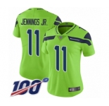 Women's Seattle Seahawks #11 Gary Jennings Jr. Limited Green Rush Vapor Untouchable 100th Season Football Jersey