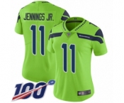 Women's Seattle Seahawks #11 Gary Jennings Jr. Limited Green Rush Vapor Untouchable 100th Season Football Jersey