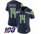 Women's Seattle Seahawks #14 D.K. Metcalf Navy Blue Team Color Vapor Untouchable Limited Player 100th Season Football Jersey