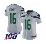 Women's Seattle Seahawks #16 Tyler Lockett Grey Alternate Vapor Untouchable Limited Player 100th Season Football Jersey
