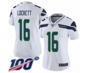 Women's Seattle Seahawks #16 Tyler Lockett White Vapor Untouchable Limited Player 100th Season Football Jersey
