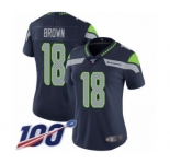 Women's Seattle Seahawks #18 Jaron Brown Navy Blue Team Color Vapor Untouchable Limited Player 100th Season Football Jersey