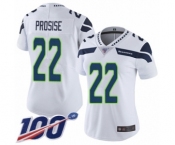 Women's Seattle Seahawks #22 C. J. Prosise White Vapor Untouchable Limited Player 100th Season Football Jersey