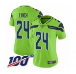 Women's Seattle Seahawks #24 Marshawn Lynch Limited Green Rush Vapor Untouchable 100th Season Football Jersey