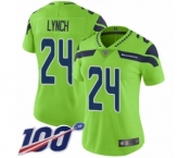 Women's Seattle Seahawks #24 Marshawn Lynch Limited Green Rush Vapor Untouchable 100th Season Football Jersey