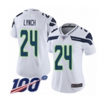 Women's Seattle Seahawks #24 Marshawn Lynch White Vapor Untouchable Limited Player 100th Season Football Jersey