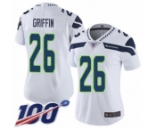 Women's Seattle Seahawks #26 Shaquill Griffin White Vapor Untouchable Limited Player 100th Season Football Jersey