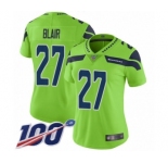 Women's Seattle Seahawks #27 Marquise Blair Limited Green Rush Vapor Untouchable 100th Season Football Jersey