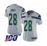 Women's Seattle Seahawks #28 Ugo Amadi Grey Alternate Vapor Untouchable Limited Player 100th Season Football Jersey
