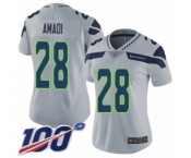 Women's Seattle Seahawks #28 Ugo Amadi Grey Alternate Vapor Untouchable Limited Player 100th Season Football Jersey