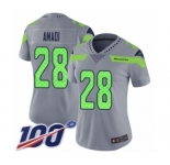 Women's Seattle Seahawks #28 Ugo Amadi Limited Silver Inverted Legend 100th Season Football Jersey