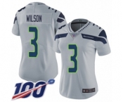 Women's Seattle Seahawks #3 Russell Wilson Grey Alternate Vapor Untouchable Limited Player 100th Season Football Jersey
