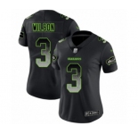 Women's Seattle Seahawks #3 Russell Wilson Limited Black Smoke Fashion Football Jersey