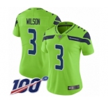 Women's Seattle Seahawks #3 Russell Wilson Limited Green Rush Vapor Untouchable 100th Season Football Jersey