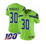 Women's Seattle Seahawks #30 Bradley McDougald Limited Green Rush Vapor Untouchable 100th Season Football Jersey