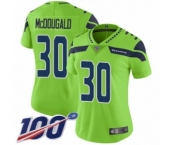 Women's Seattle Seahawks #30 Bradley McDougald Limited Green Rush Vapor Untouchable 100th Season Football Jersey