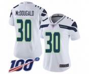 Women's Seattle Seahawks #30 Bradley McDougald White Vapor Untouchable Limited Player 100th Season Football Jersey