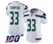 Women's Seattle Seahawks #33 Tedric Thompson White Vapor Untouchable Limited Player 100th Season Football Jersey