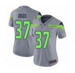 Women's Seattle Seahawks #37 Quandre Diggs Limited Silver Inverted Legend Football Jersey