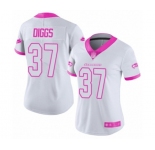 Women's Seattle Seahawks #37 Quandre Diggs Limited White Pink Rush Fashion Football Jersey