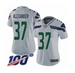 Women's Seattle Seahawks #37 Shaun Alexander Grey Alternate Vapor Untouchable Limited Player 100th Season Football Jersey