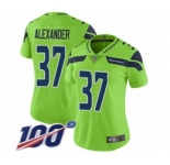 Women's Seattle Seahawks #37 Shaun Alexander Limited Green Rush Vapor Untouchable 100th Season Football Jersey