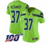 Women's Seattle Seahawks #37 Shaun Alexander Limited Green Rush Vapor Untouchable 100th Season Football Jersey
