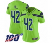 Women's Seattle Seahawks #42 Delano Hill Limited Green Rush Vapor Untouchable 100th Season Football Jersey