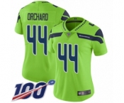 Women's Seattle Seahawks #44 Nate Orchard Limited Green Rush Vapor Untouchable 100th Season Football Jersey