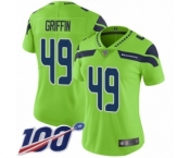 Women's Seattle Seahawks #49 Shaquem Griffin Limited Green Rush Vapor Untouchable 100th Season Football Jersey