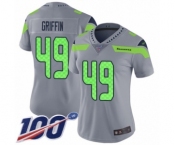 Women's Seattle Seahawks #49 Shaquem Griffin Limited Silver Inverted Legend 100th Season Football Jersey